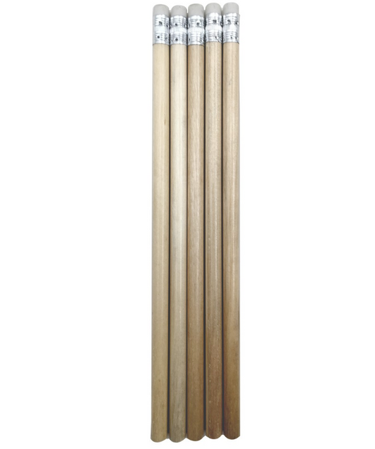 5x HB Lead Pencils with Eraser Rounded Wooden Style School Art Office stationery
