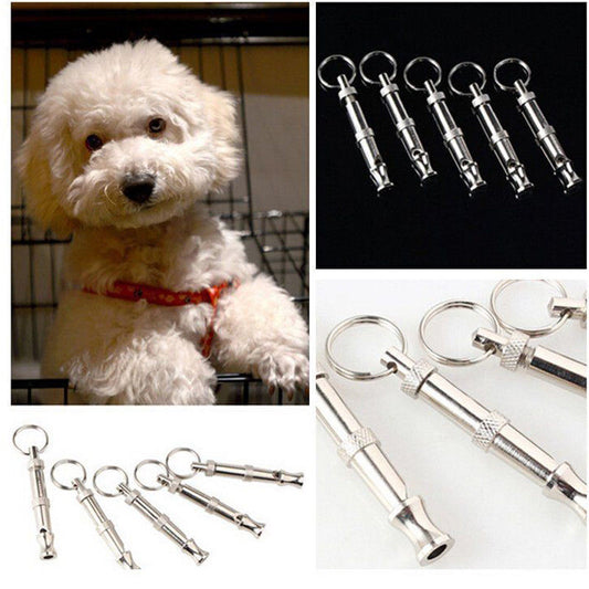 Dog Puppy Pet Training Whistle Ultrasonic Keyring Metal Adjustable Sound