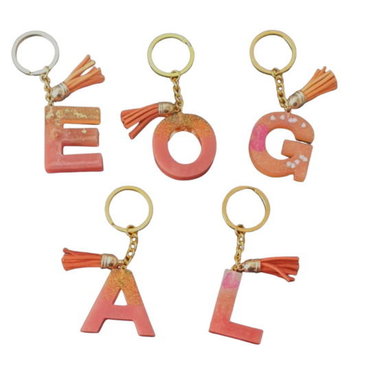 Colorful Resin Key Ring Letter Pendant Keychain Handbag Accessories Tassel D5