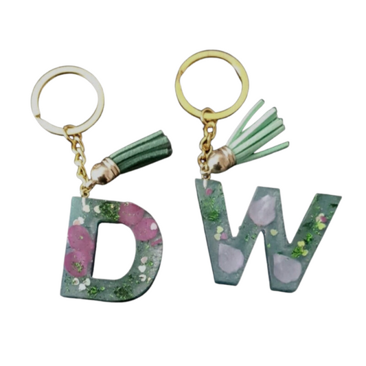 Colorful Resin Key Ring Letter Pendant Keychain Handbag Accessories Tassel D6
