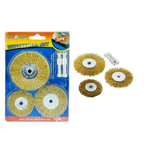 3PC Wire Brush Wheel Cup Flat End Brushes Shank Rotary Grinder Tools Drill Bits