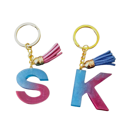 Colorful Resin Key Ring Letter Pendant Keychain Handbag Accessories Tassel D4