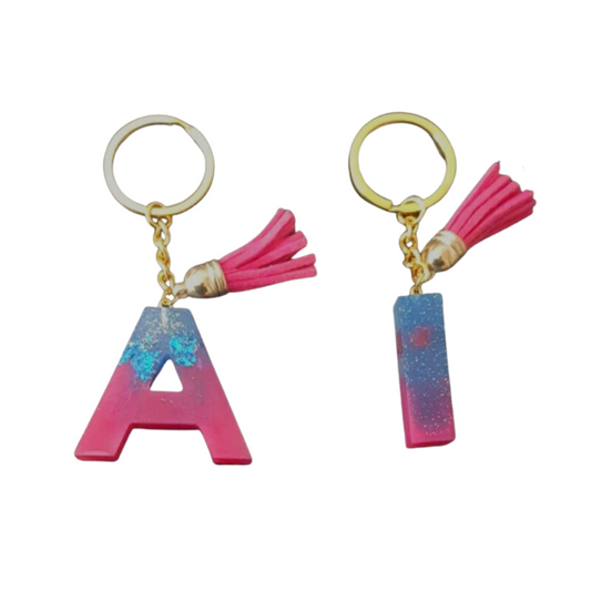Colorful Resin Key Ring Letter Pendant Keychain Handbag Accessories Tassel D3