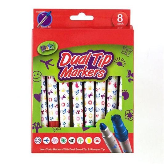 Art Markers Dual Tips Coloring Brush Pen Stamper Pens 8 Colours Watercolor