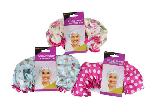3x Deluxe Shower Cap Bath Hat Hair Care Woman Waterproof Double Layer Reusable