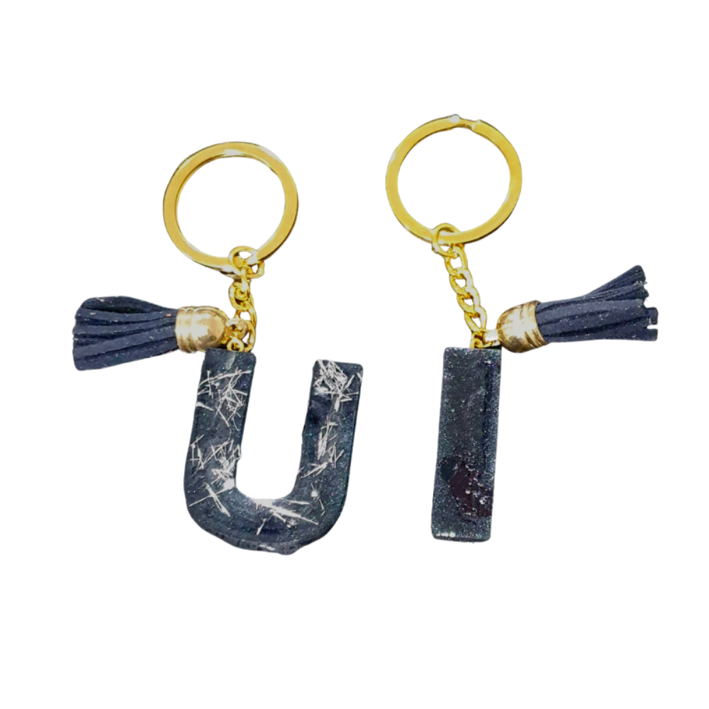 Colorful Resin Key Ring Letter Pendant Keychain Handbag Accessories Tassel D2
