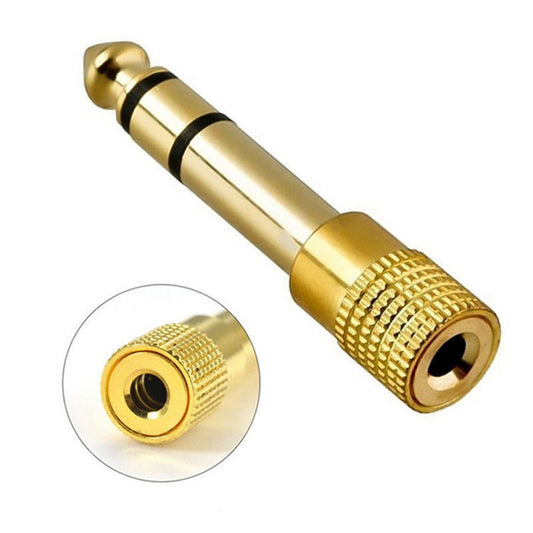 Headphone Aux Gold 3.5mm Jack Socket to 6.5mm Plug Audio Converter Earphone