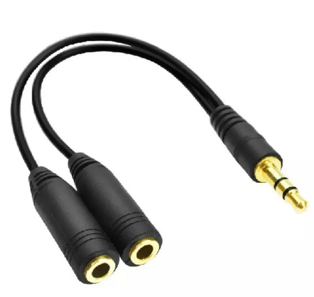 3.5mm Y Splitter Cable Adapter Stereo Audio Male to 2 Female Headset