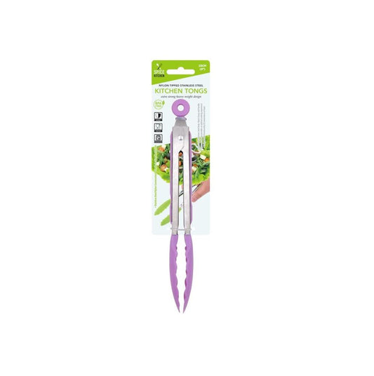 Nylon Tipped Stainless Steel Tongs 23CM Kitchen Clip Food Cooking Serving BBQ