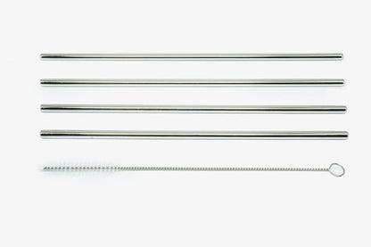 8X Stainless Steel Metal Drinking Straw Straight Bend Reusable Washable 2 Brush