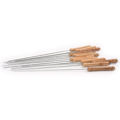12X Outdoor Barbeque Skewers Needle Set with Wood Handle BBQ Kebab Stick