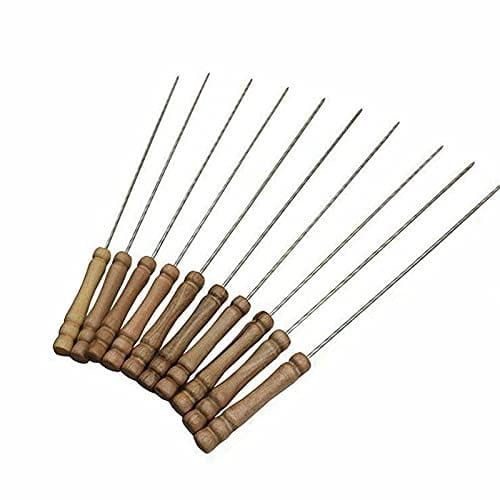 12X Outdoor Barbeque Skewers Needle Set with Wood Handle BBQ Kebab Stick