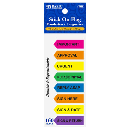 BAZIC 20 Ct. 0.5" X 1.7" Printed Arrow Flags (8/Pack)