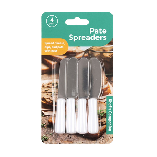 4pk 10cm Knife Set White Pate Cheese Dips Butter Spreaders Spreads Party