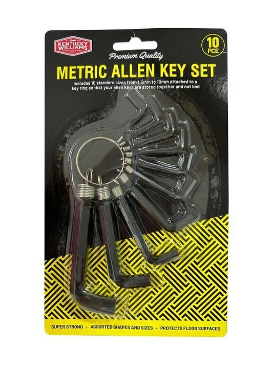 10pc Set Metric Allen Key Hex Keys Imperial Wrench Steel Tool 1.5-10mm Kit