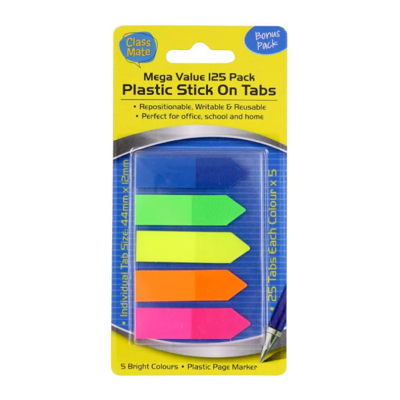 125x  Sticky Flags Note 5 Colours Writable Reusable Office School Home 44x12mm
