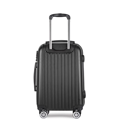 Wanderlite 20 Inch Luggage with Zipper Lock Carry On Hard Shell Travel Suitcase Luggage Case Black
