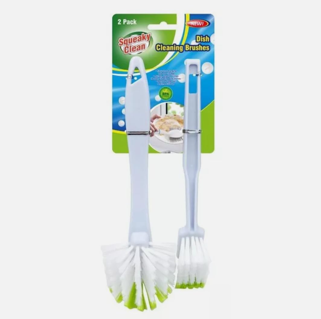 2 X Dish Scrubbing Brush Long Handle Kitchen Pot Scrubber Washing Cleaning Tool (Green)