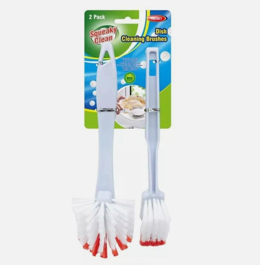 2 X Dish Scrubbing Brush Long Handle Kitchen Pot Scrubber Washing Cleaning Tool (Red)