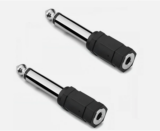 2 Pcs 6.35mm 1/4 inch Mono Male Plug to 3.5mm Female Socket Mini Jack Adaptors