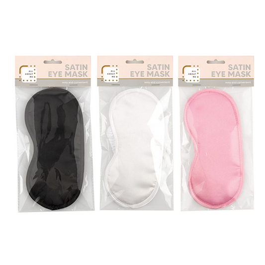 Eye Mask Sleep Relaxing Pad Fold Blind Cover Satin Travel Soft Pink White Black