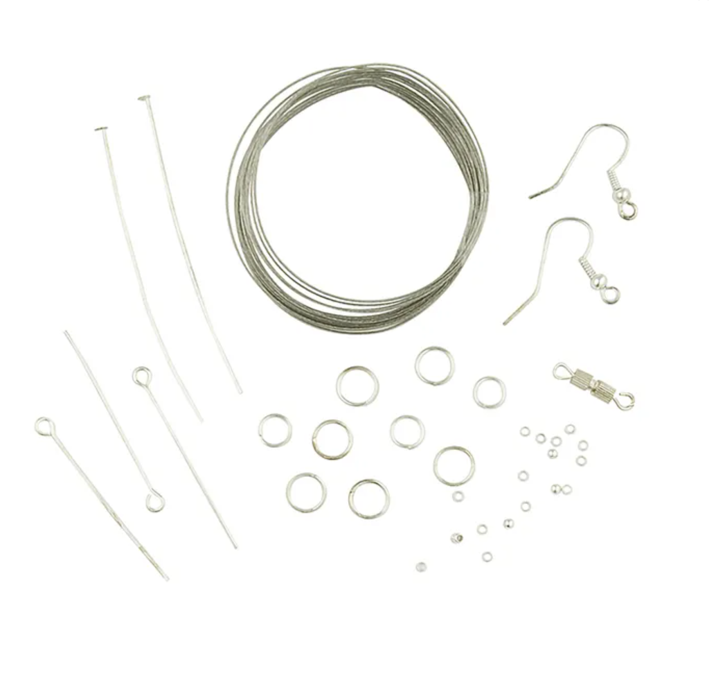 160pcs Jewelry Making Kit Silver Plated Craft Beading Set Wire Hook Rings Clasps