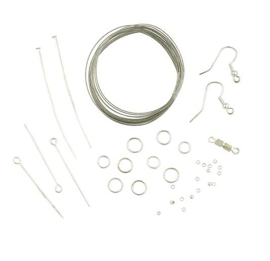 160pcs Jewelry Making Kit Silver Plated Craft Beading Set Wire Hook Rings Clasps