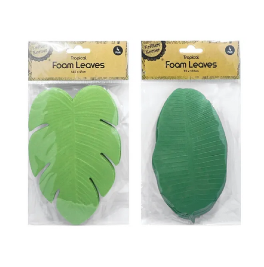 Tropical Craft Foam Leaves 4 Pack Jungle Party Home Decor Monstera Banana Leaf