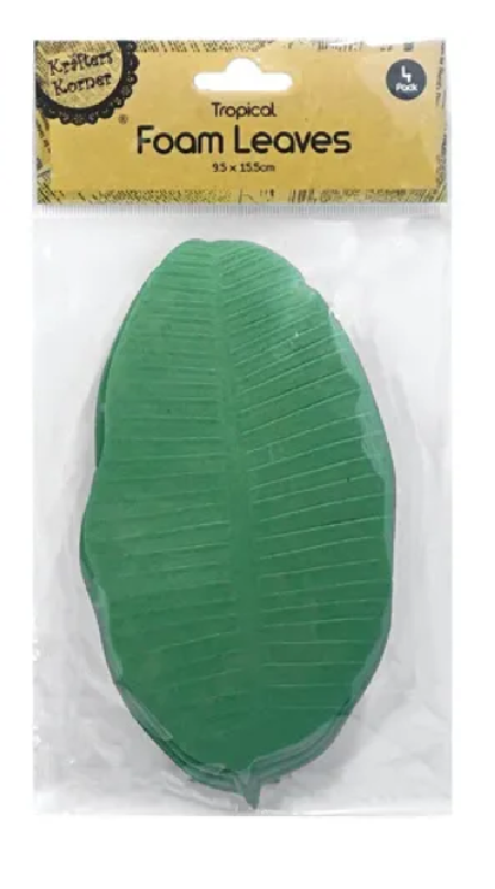 Tropical Craft Foam Leaves 4 Pack Jungle Party Home Decor Monstera Banana Leaf