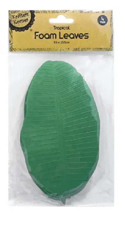 Tropical Craft Foam Leaves 4 Pack Jungle Party Home Decor Monstera Banana Leaf
