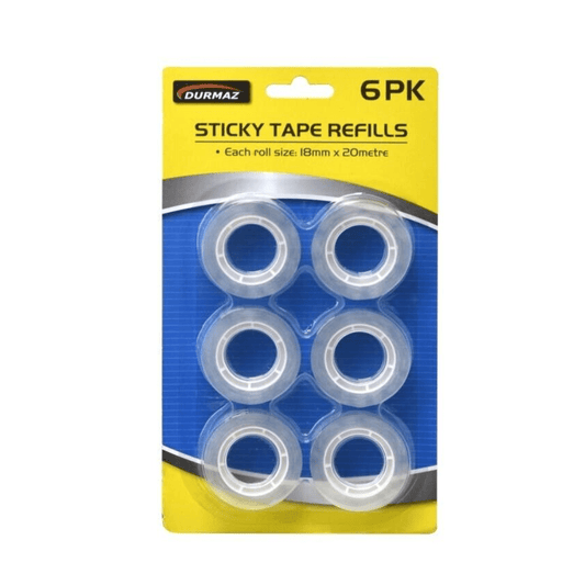 6 Clear Sticky Tape Refills Rolls Quality made Size 18mm × 20M