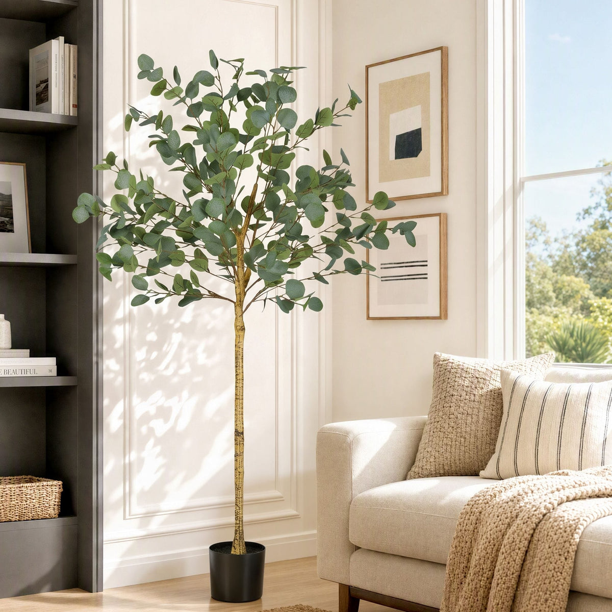 Alona.com.au Home & Garden > Artificial Plants > Artificial Flowers & Plants Artiss 150cm Artificial Eucalyptus Tree with Realistic Textured Leaves for Indoor Home Office Decor