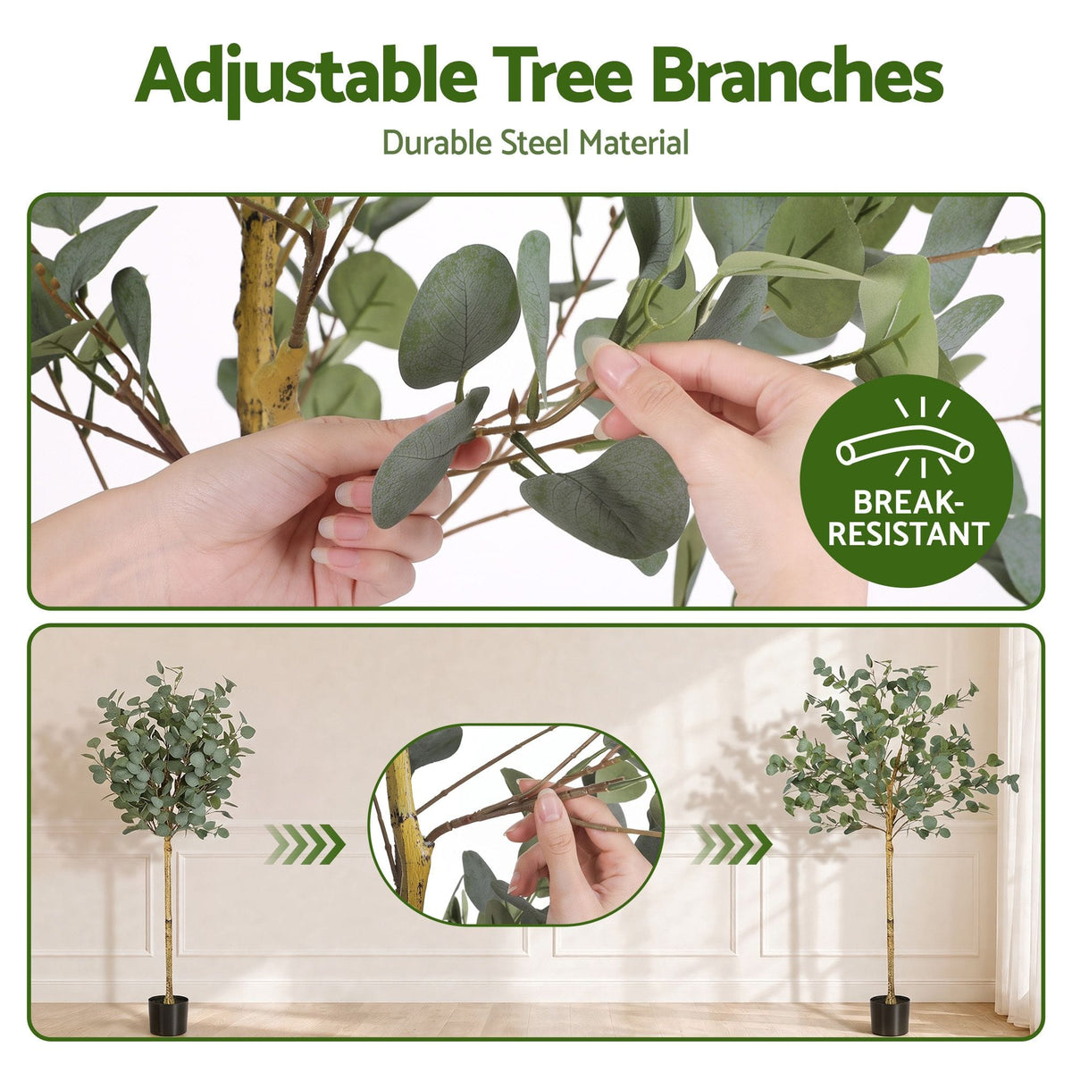 Alona.com.au Home & Garden > Artificial Plants > Artificial Flowers & Plants Artiss 150cm Artificial Eucalyptus Tree with Realistic Textured Leaves for Indoor Home Office Decor