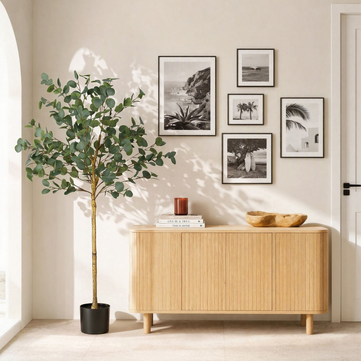 Alona.com.au Home & Garden > Artificial Plants > Artificial Flowers & Plants Artiss 150cm Artificial Eucalyptus Tree with Realistic Textured Leaves for Indoor Home Office Decor