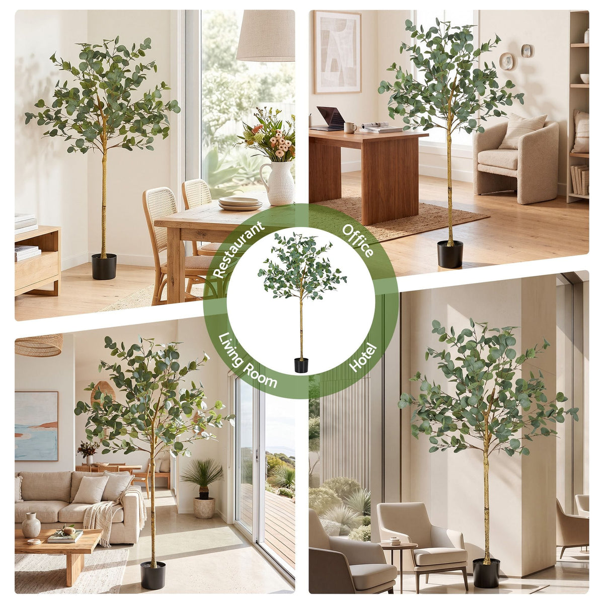 Alona.com.au Home & Garden > Artificial Plants > Artificial Flowers & Plants Artiss 150cm Artificial Eucalyptus Tree with Realistic Textured Leaves for Indoor Home Office Decor