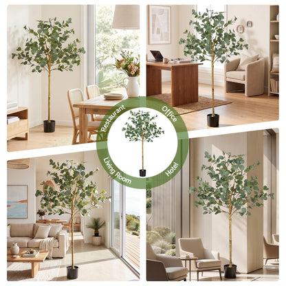 Alona.com.au Home & Garden > Artificial Plants > Artificial Flowers & Plants Artiss 150cm Artificial Eucalyptus Tree with Realistic Textured Leaves for Indoor Home Office Decor