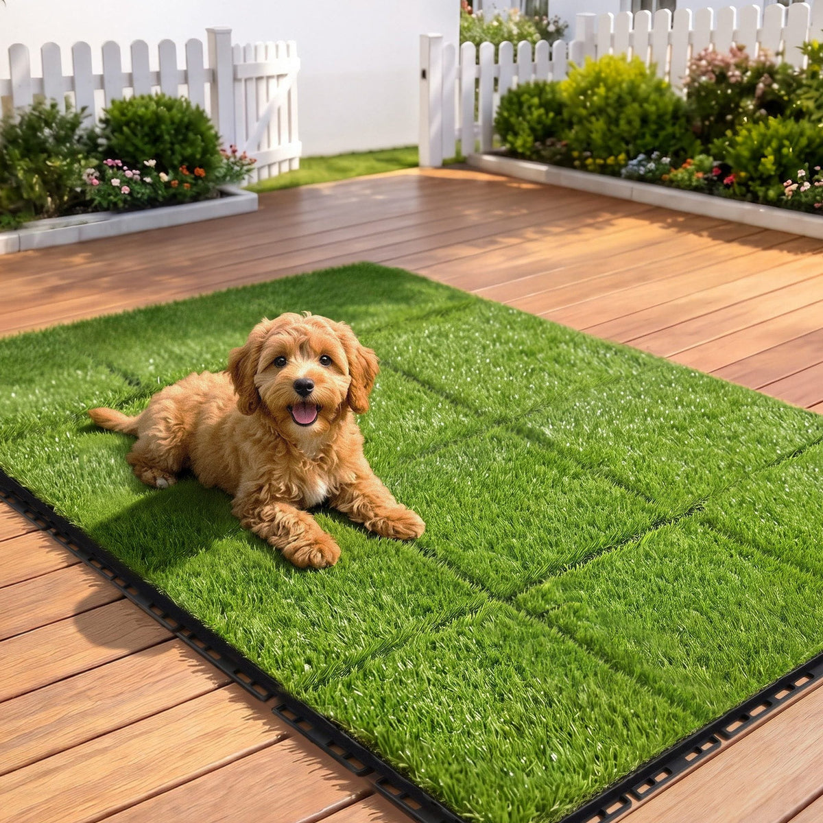 Alona.com.au Home & Garden > Artificial Plants > Artificial Grass Prime Turf Artificial Grass Turf Tiles Interlocking Fake Grass Mat for Balcony Pet 12 Pack
