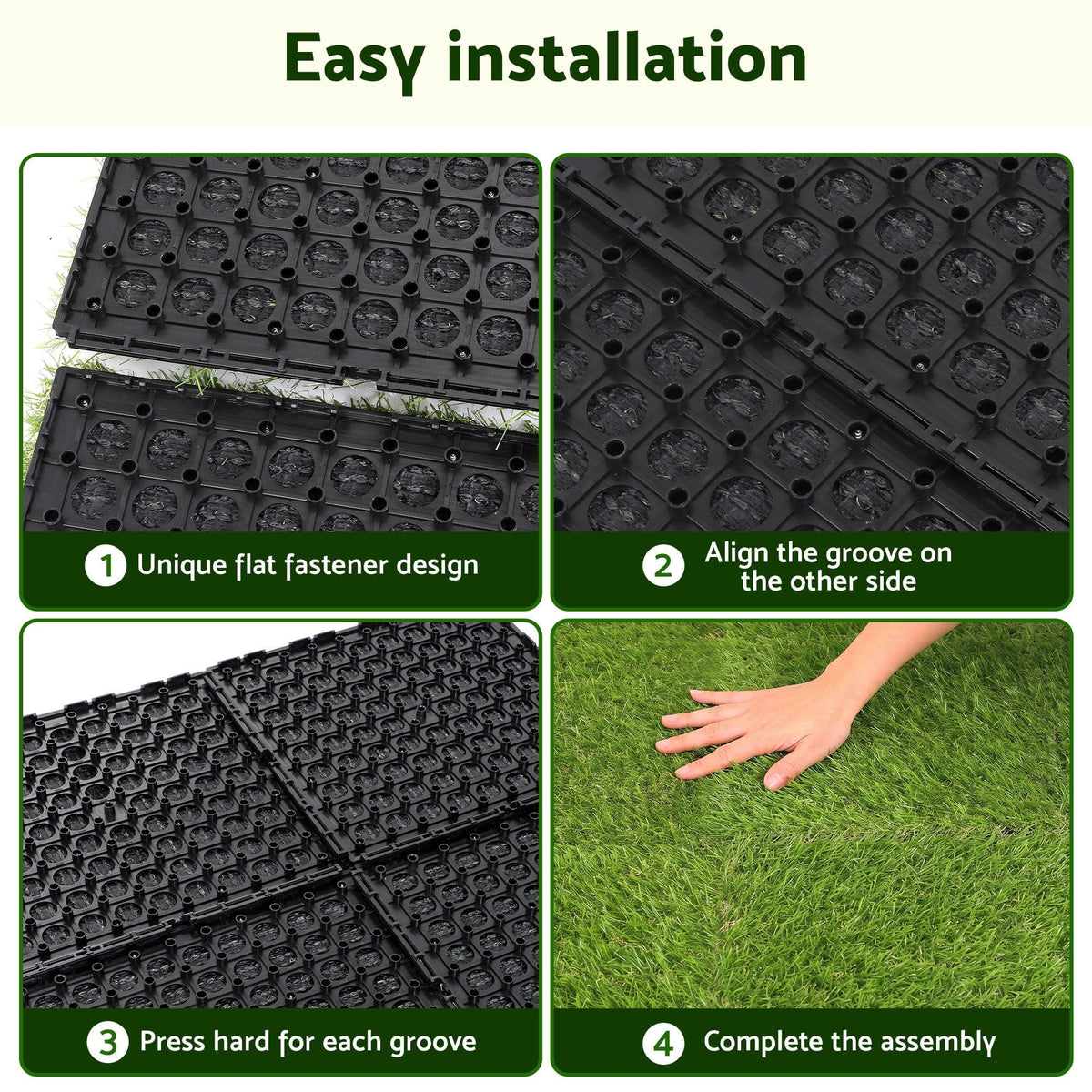Alona.com.au Home & Garden > Artificial Plants > Artificial Grass Prime Turf Artificial Grass Turf Tiles Interlocking Fake Grass Mat for Balcony Pet 12 Pack