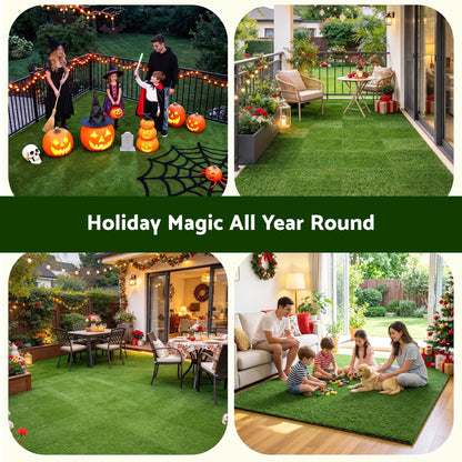 Alona.com.au Home & Garden > Artificial Plants > Artificial Grass Prime Turf Artificial Grass Turf Tiles Interlocking Fake Grass Mat for Balcony Pet 12 Pack