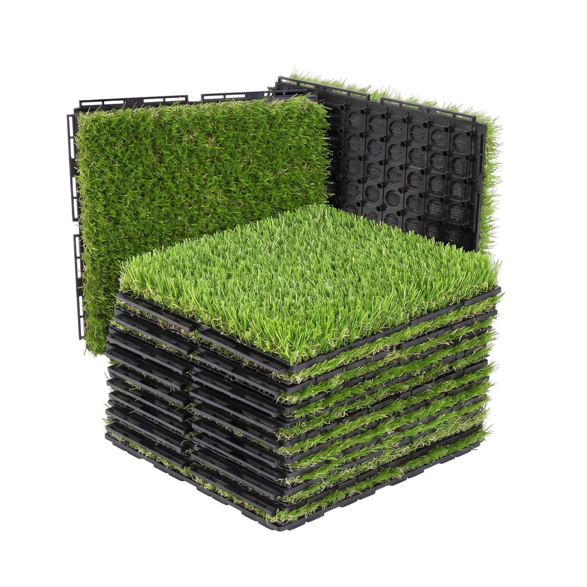 Alona.com.au Home & Garden > Artificial Plants > Artificial Grass Prime Turf Artificial Grass Turf Tiles Interlocking Fake Grass Mat for Balcony Pet 12 Pack