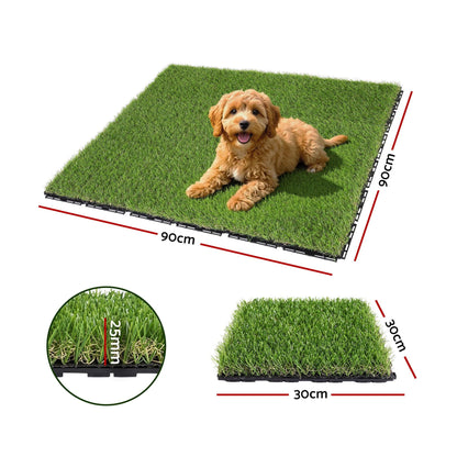 Alona.com.au Home & Garden > Artificial Plants > Artificial Grass Prime Turf Artificial Grass Turf Tiles Interlocking Fake Grass Mat for Balcony Pet 9 Pack