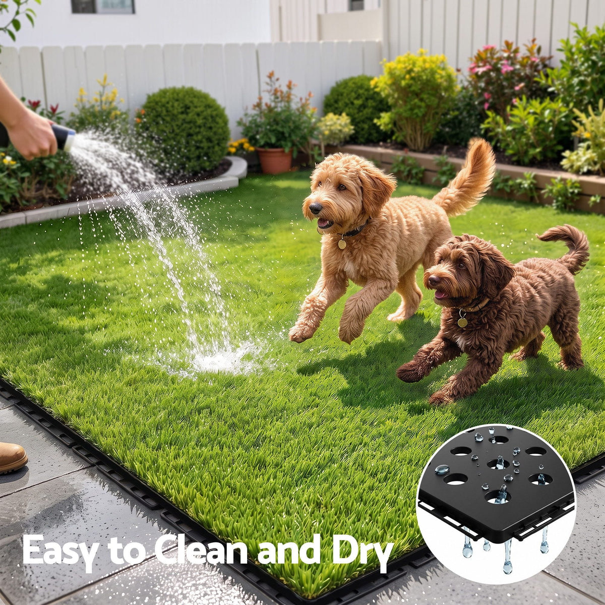 Alona.com.au Home & Garden > Artificial Plants > Artificial Grass Prime Turf Artificial Grass Turf Tiles Interlocking Fake Grass Mat for Balcony Pet 9 Pack