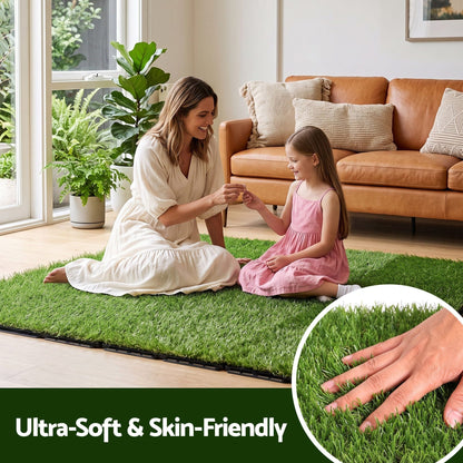 Alona.com.au Home & Garden > Artificial Plants > Artificial Grass Prime Turf Artificial Grass Turf Tiles Interlocking Fake Grass Mat for Balcony Pet 9 Pack