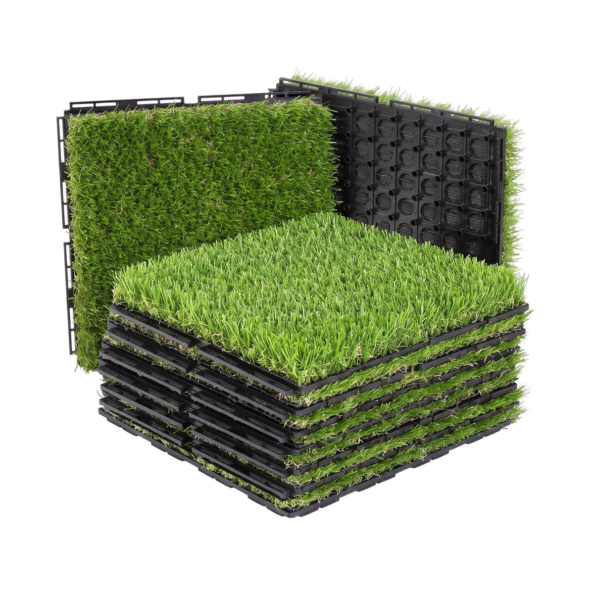Alona.com.au Home & Garden > Artificial Plants > Artificial Grass Prime Turf Artificial Grass Turf Tiles Interlocking Fake Grass Mat for Balcony Pet 9 Pack