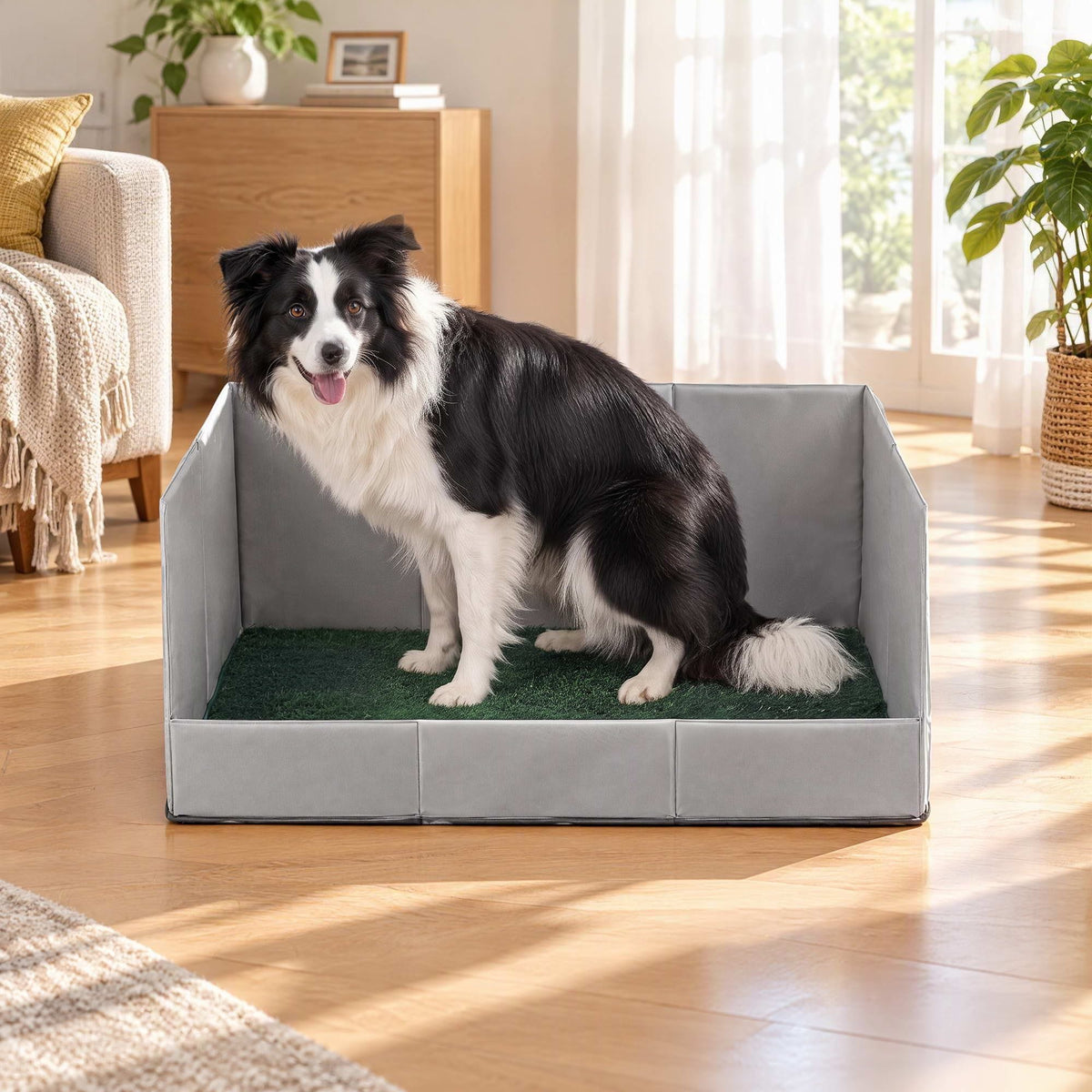 Alona.com.au Home & Garden > Artificial Plants > Artificial Grass Prime Turf Foldable Dog Grass Potty Pad High Wall Tray for Apartment Balcony RV travel L