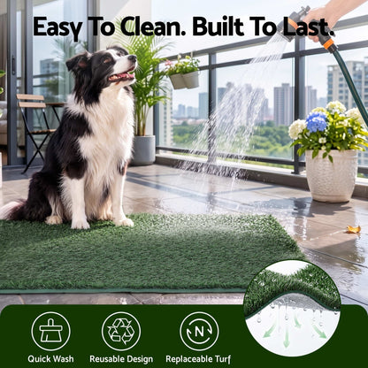 Alona.com.au Home & Garden > Artificial Plants > Artificial Grass Prime Turf Foldable Dog Grass Potty Pad High Wall Tray for Apartment Balcony RV travel L