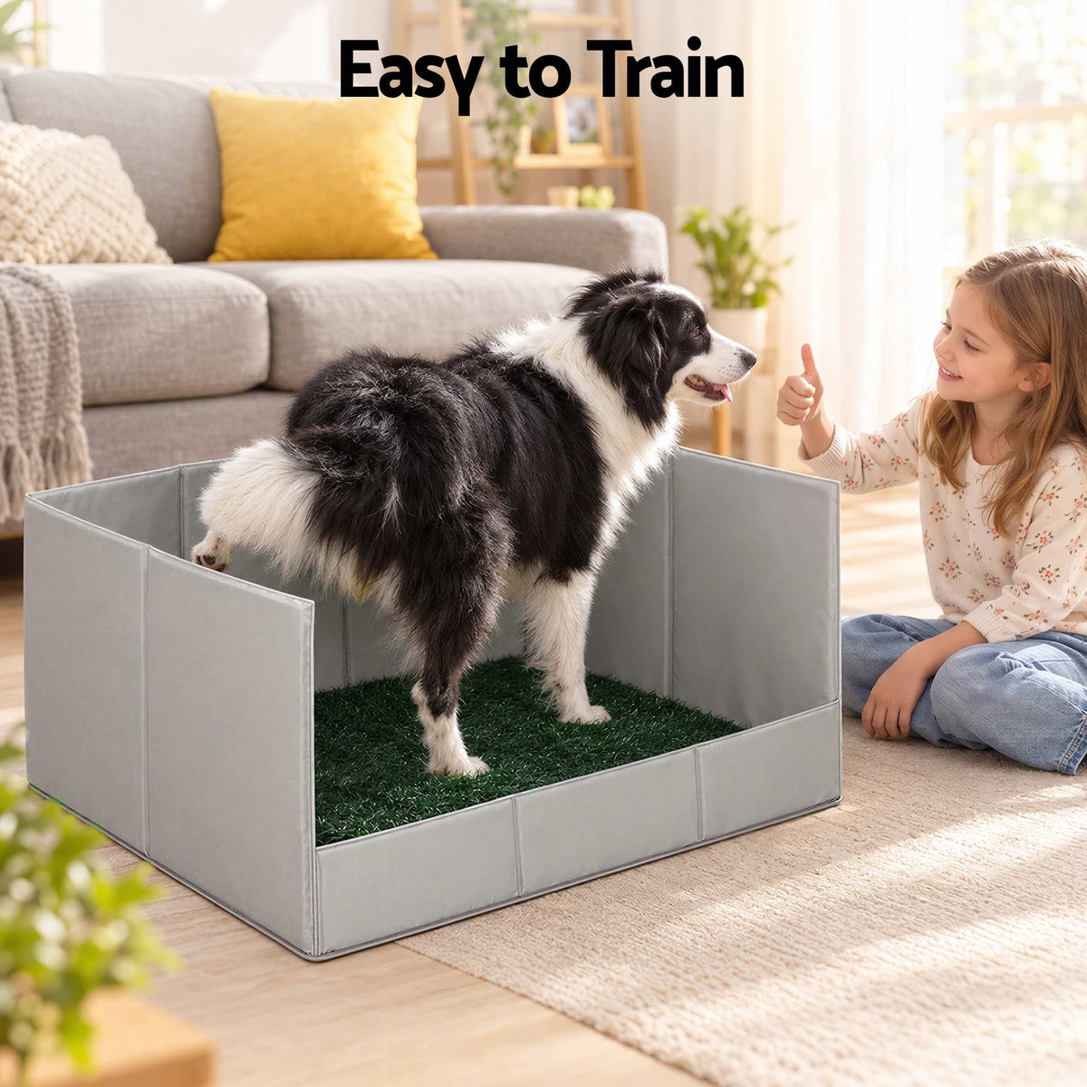 Alona.com.au Home & Garden > Artificial Plants > Artificial Grass Prime Turf Foldable Dog Grass Potty Pad High Wall Tray for Apartment Balcony RV travel L