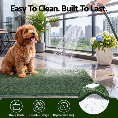 Alona.com.au Home & Garden > Artificial Plants > Artificial Grass Prime Turf Foldable Dog Grass Potty Pad High Wall Tray for Apartment Balcony RV travel