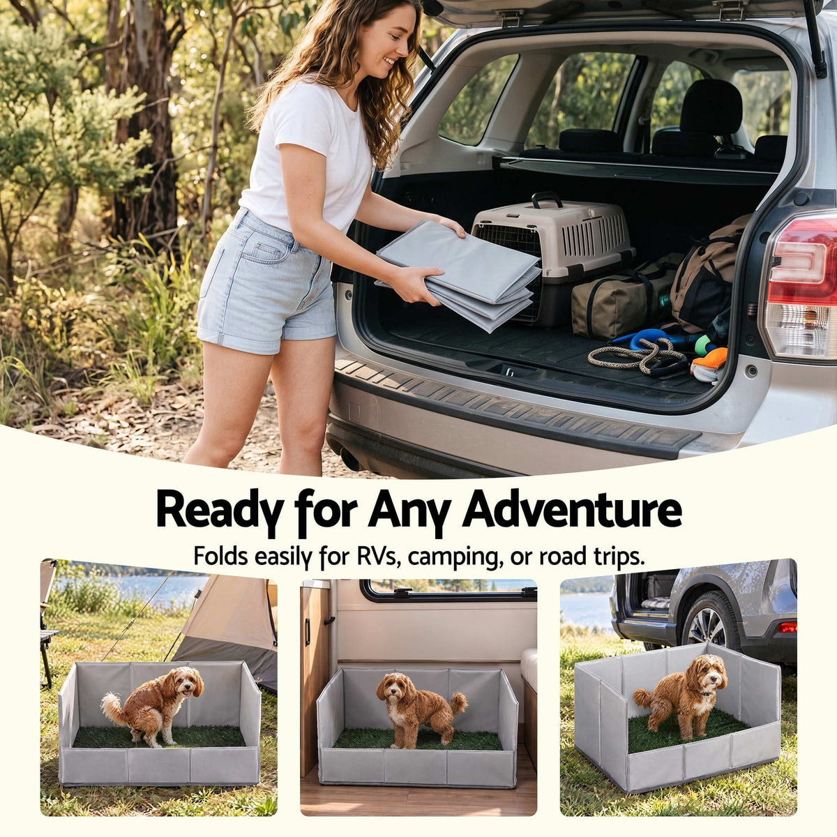 Alona.com.au Home & Garden > Artificial Plants > Artificial Grass Prime Turf Foldable Dog Grass Potty Pad High Wall Tray for Apartment Balcony RV travel