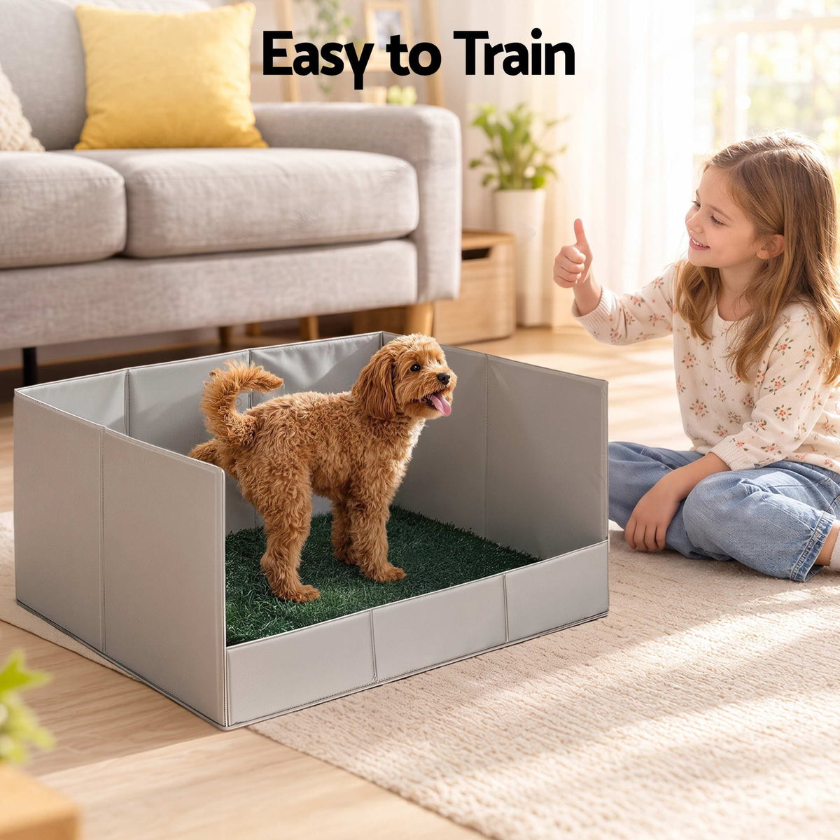 Alona.com.au Home & Garden > Artificial Plants > Artificial Grass Prime Turf Foldable Dog Grass Potty Pad High Wall Tray for Apartment Balcony RV travel